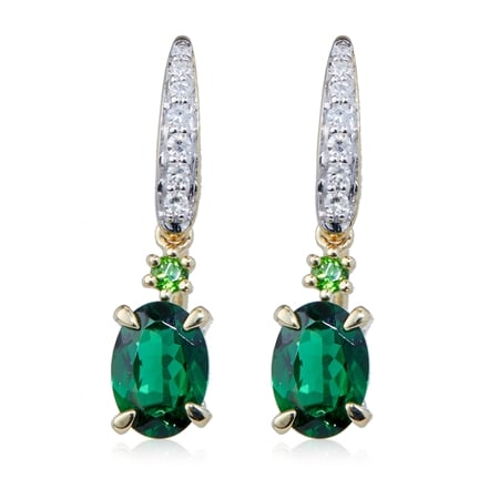 1.35ct Chrome Tourmaline, Chrome Diopside & Dia. Accent Earrings 9ct YG