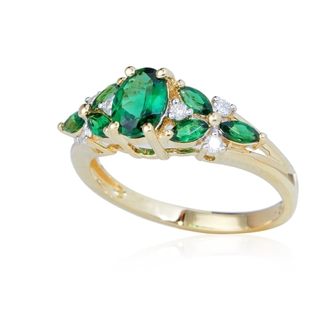 0.95ct Chrome Tourmaline & Dia. Accent Ring 9ct Yellow Gold