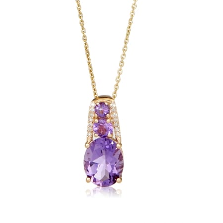 2.75ct Brazilian Pink Amethyst & Dia. Accent Pendant w/ Chain 9ct YG