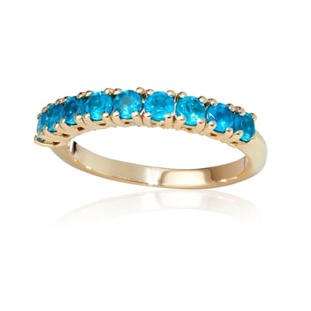 0.94ct Madagascan Neon Apatite Half Eternity Stacker Ring 9ct YG