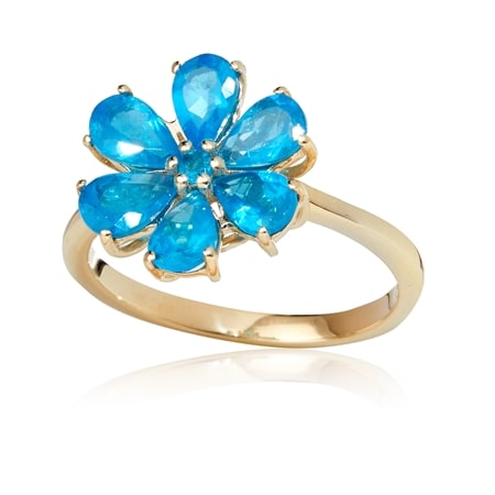 1.28ct Madagascan Neon Apatite Floral Ring 9ct Yellow Gold