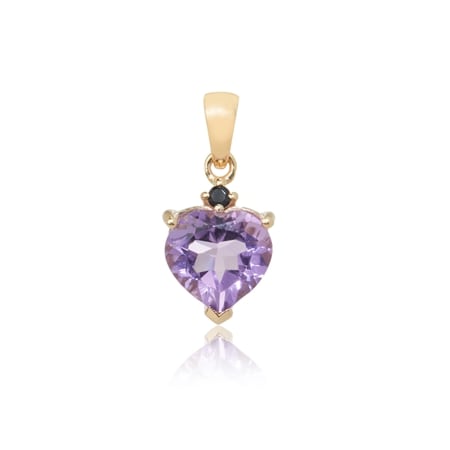 2.41ct Brazilian Pink Amethyst & Black Spinel Heart Pendant 9ct YG