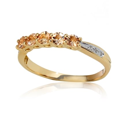 0.50ct Imperial Topaz & Dia. Accent 5-Stone Stacker Ring 9ct Yellow Gold