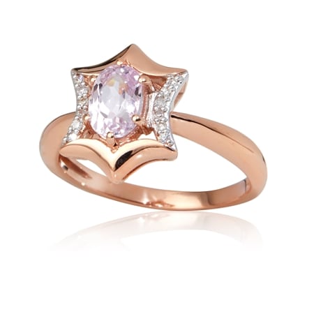 0.94ct Brazilian Kunzite & Dia. Accent Ring 9ct Rose Gold