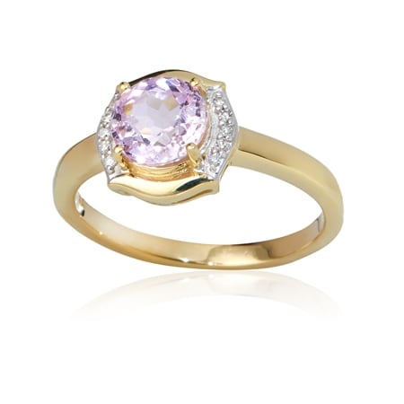 1.52ct Brazilian Kunzite & Dia. Accent Ring 9ct YG