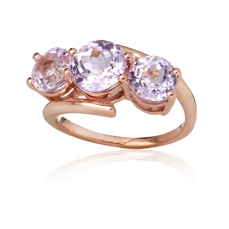 5.09ct Brazilian Kunzite Trilogy Crossover Ring 9ct Rose Gold