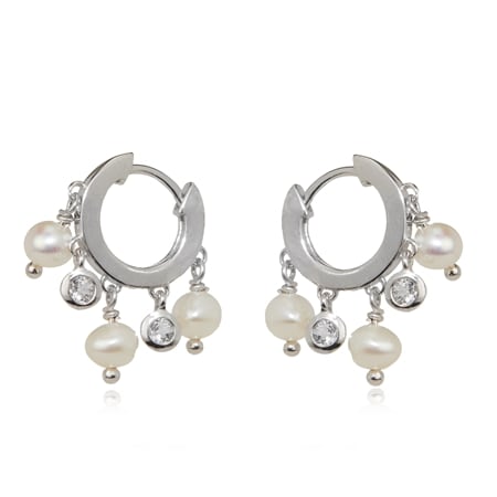Danny Newfeld Pearl & White Topaz Earrings Sterling Silver
