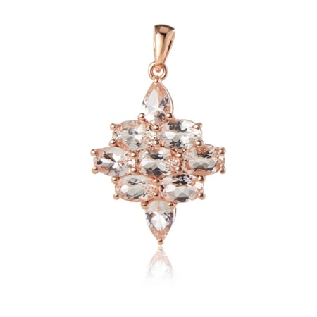 3.04ct Mozambique Morganite Cluster Pendant 9ct Rose Gold