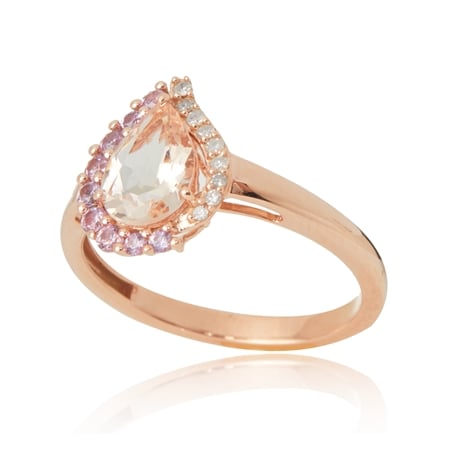 1.63ct Mozambique Morganite, Sapphire & Dia. Ring 9ct RG
