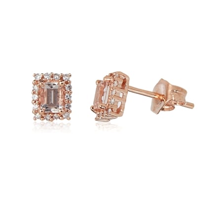 0.32ct Mozambique Morganite & 0.10ct Dia. Earrings 9ct RG