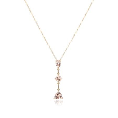 1.70ct Mozambique Morganite 3-Stone Pendant w/ Chain 9ct YG