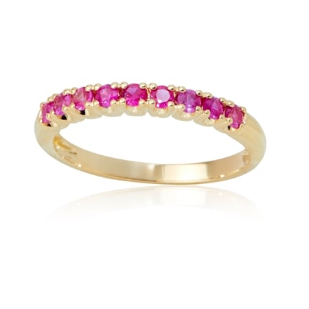 0.40ct Burmese Ruby Half Eternity Stacker Ring 9ct YG