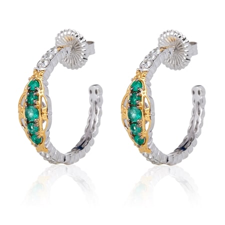 Gems en Vogue 0.9ct Grizzly Emerald & White Zircon Earrings Pal Silver