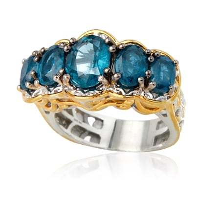 Gems en Vogue 5.7ct African Kyanite 5-Stone Graduated Ring Pal Silver