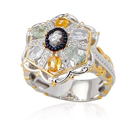 Gems en Vogue Mixed Sapphire Ring Palladium Silver