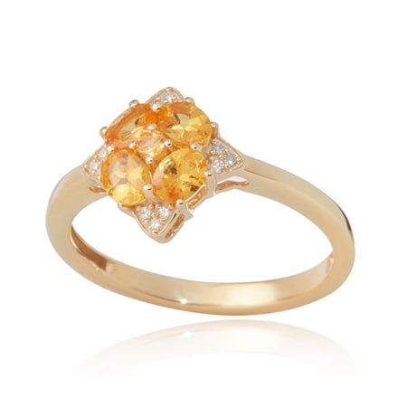 1.02ct Sepssartite Garnet & Dia. Accent Ring 9ct Yellow Gold