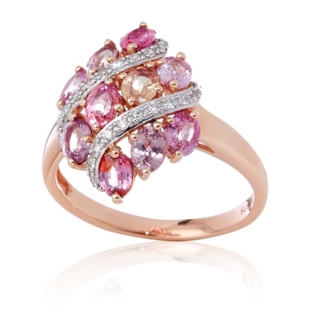 1.60ct Padparadscha Sapphire & 0.10ct Dia. Ring 9ct RG