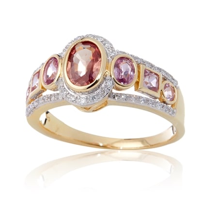 1.50ct Padparadscha Sapphire & 0.15ct Dia. Ring 9ct YG