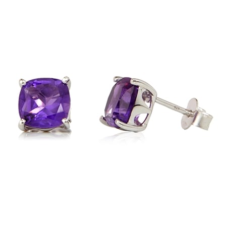 3.5ct Amethyst Simply Beautiful Stud Earrings Sterling Silver