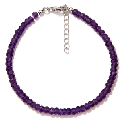 14.2ct Amethyst Beaded Bracelet 19.5cm Sterling Silver