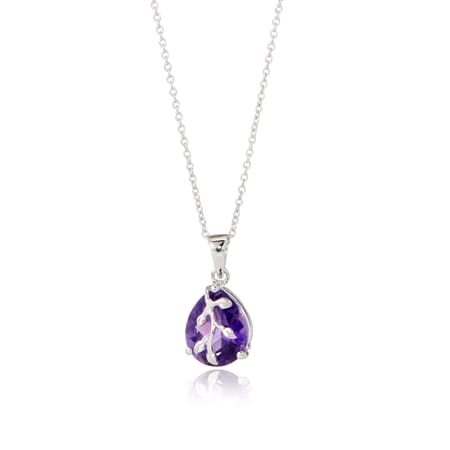 3.09ct Amethyst Pear Cut Pendant 55cm Sterling Silver