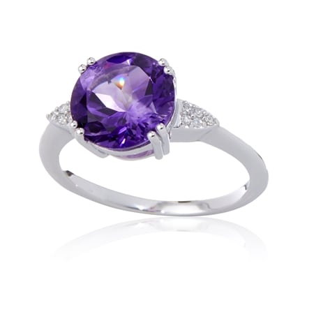 2.72ct Moroccan Amethyst & Dia. Accent Round Ring 9ct White Gold