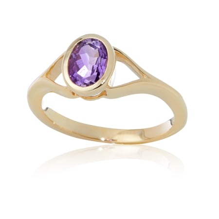 0.61ct Moroccan Amethyst Oval Ring 9ct Yellow Gold