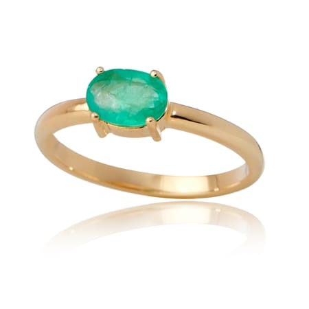 0.68ct Zambian Emerald Oval East to West Ring 9ct Yellow Gold