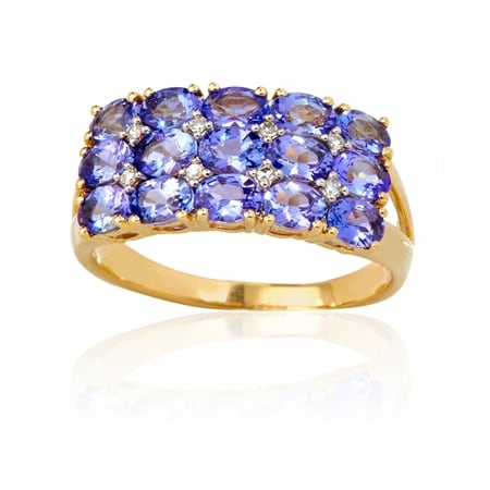 2.00ct Tanzanite & Diamond Accent Cluster Ring 9ct YG