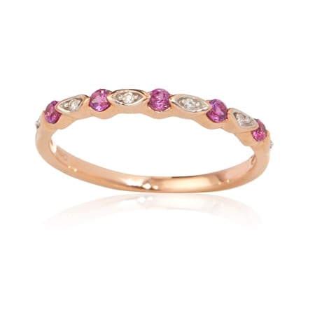 0.18ct Brazilian Rosanite Garnet & Dia. Accent Stacker Ring 9ct RG