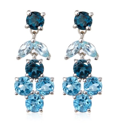 1.4ct Blue Topaz Floral Earrings Sterling Silver