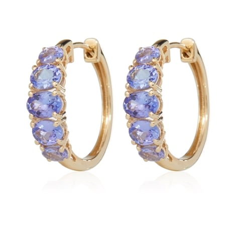 2.78ct Tanzanite Graduated Hoop Earrings 9ct Gold
