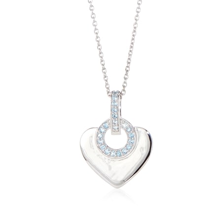 0.4ct Swiss Blue Topaz Heart Pendant 50cm Sterling Silver