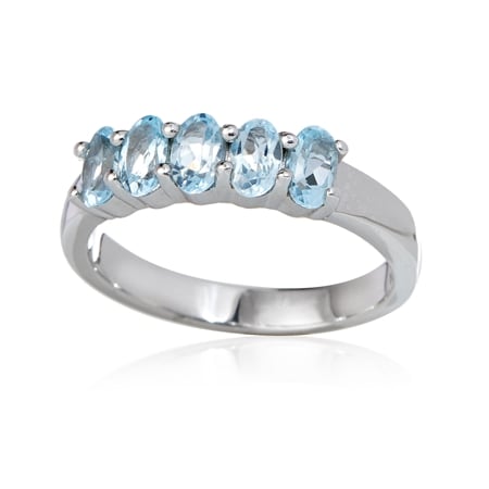 0.9ct Blue Topaz 5-Stone Ring Sterling Silver