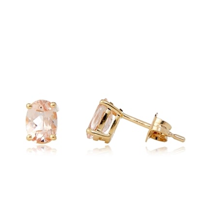 1.10ct Mozambique Morganite Oval Stud Earrings 9ct Yellow Gold
