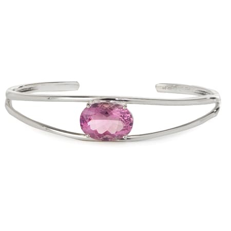 Pallanova Silver 9.3ct Pink Fluorite Oval Bangle