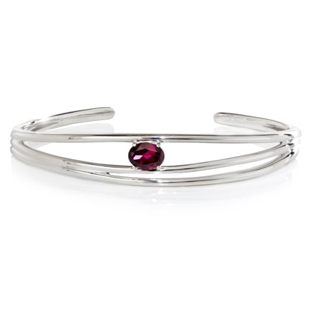 Pallanova Silver 2.4ct Rhodolite Oval Bangle