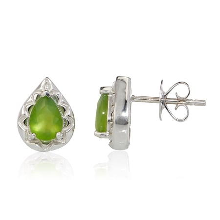 Pallanova Silver 0.7ct Brazilian Green Opal Teardrop Earrings
