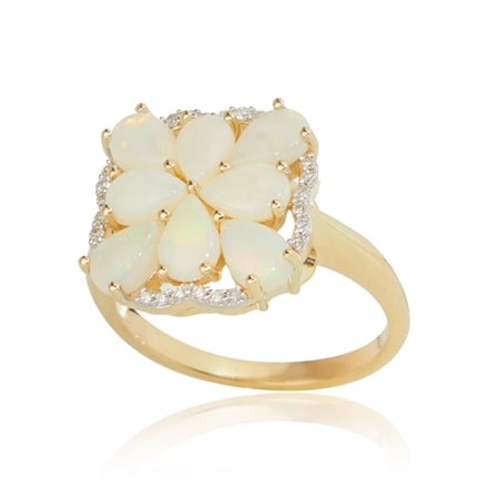 1.63ct Australian White Opal & 0.10ct Dia. Ring 9ct YG