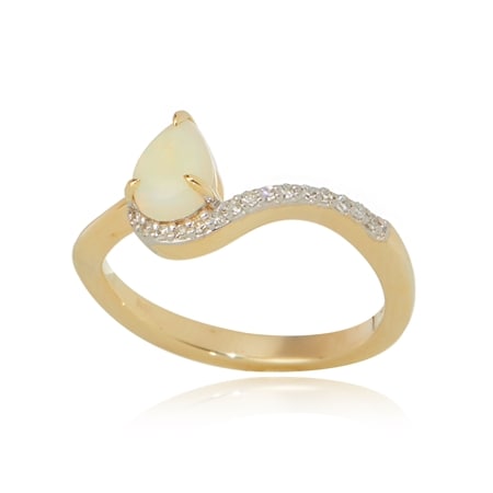 0.33ct Australian White Opal & Dia. Accent Ring 9ct YG