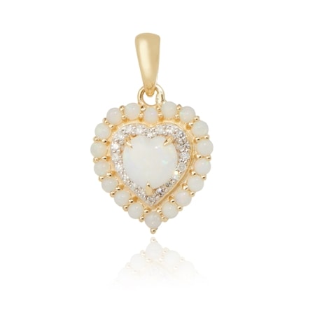 0.85ct Coober Pedy Opal & Dia. Heart Pendant 9ct Yellow Gold