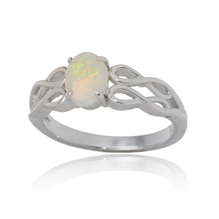 0.67ct Australian Coober Pedy Opal Oval Ring 9ct WG