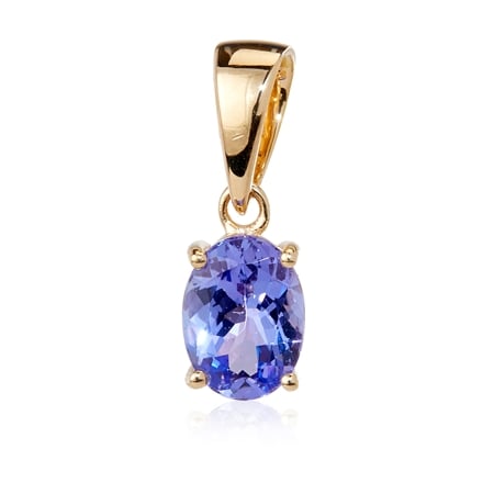 1.09ct Tanzanite Oval Drop Pendant 9ct Yellow Gold