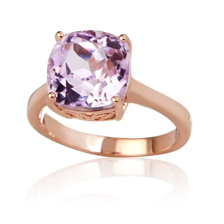 4.80ct Kunzite Cushion Solitaire Ring 9ct Rose Gold