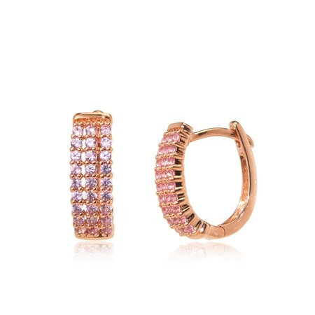 0.60ct Pink Sapphire 3-Row Huggie Hoop Earrings 9ct Rose Gold