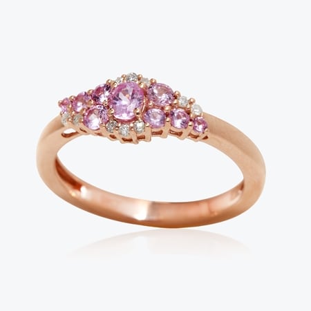 0.68ct Pink Sapphire & Dia. Accent Cluster Ring 9ct RG