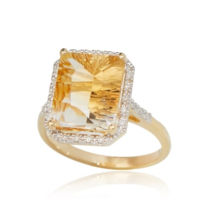 4.30ct Bi-Colour Citrine & 0.12ct Dia. Ring 9ct YG