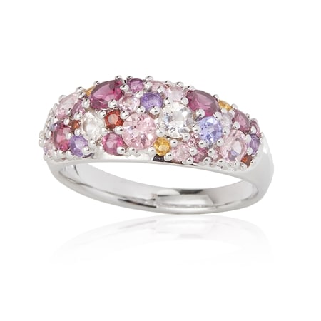 Gem Ambassador 1.40ct Mutli Gemstone Cluster Ring Sterling Silver