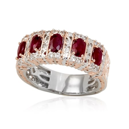 Gems en Vogue 1.6ct 5-Stone Band Ring Palladium Silver