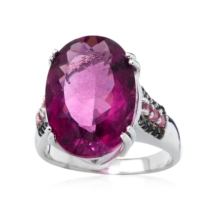 15.0ct Pink Fluorite & Pink Tourmaline Ring Sterling Silver